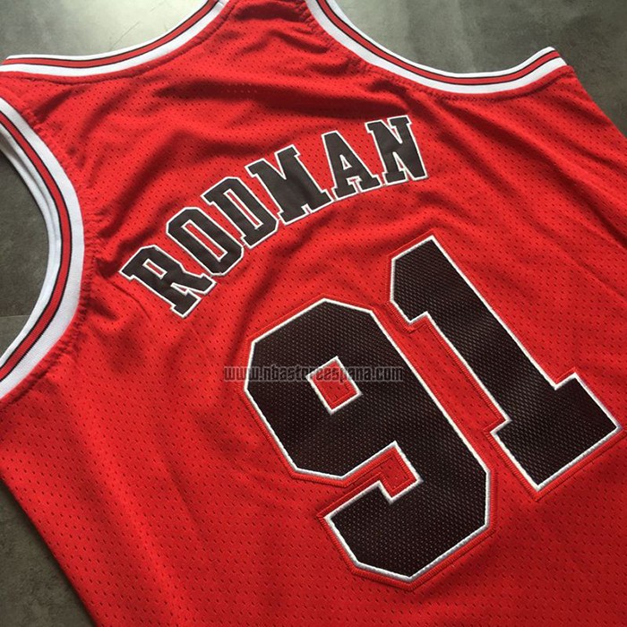 Camiseta Chicago Bulls Dennis Rodman NO 91 Mitchell & Ness 1997-98 Rojo